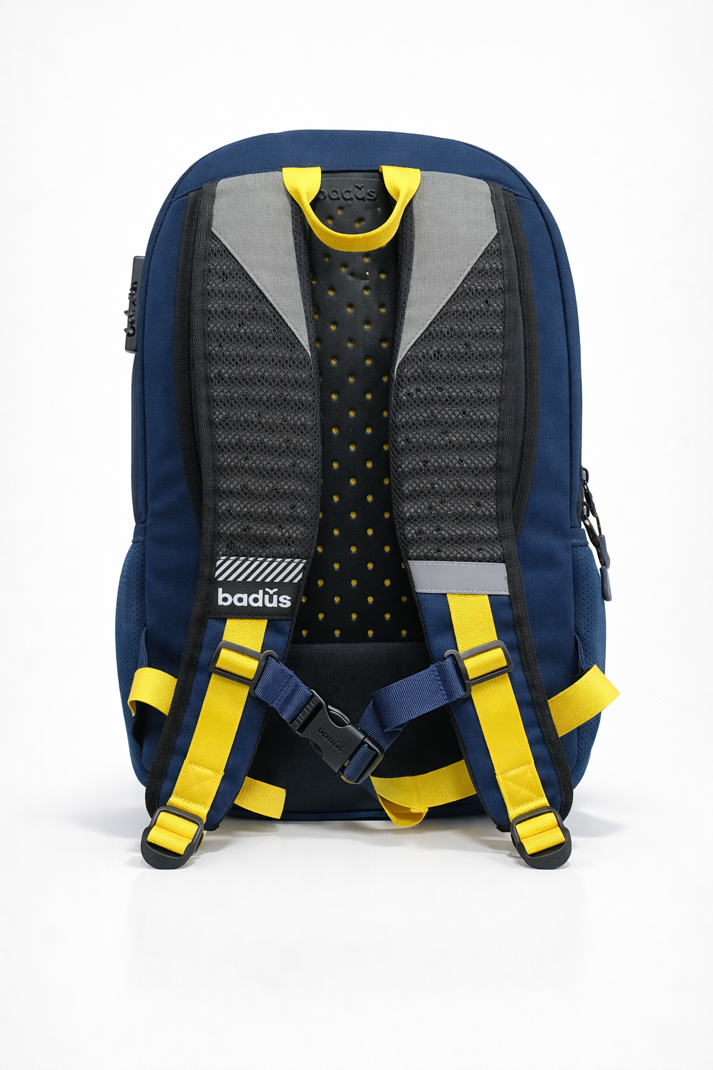 MOCHILA BADUS / PORTA LAPTOP / MODELO VENICE / DE 33 L / COLOR GRIS AZUL AMARILLO