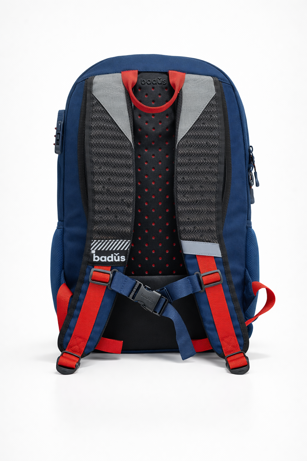 MOCHILA BADUS / PORTA LAPTOP / MODELO VENICE / DE 33 L / COLOR GRIS AZUL ROJO