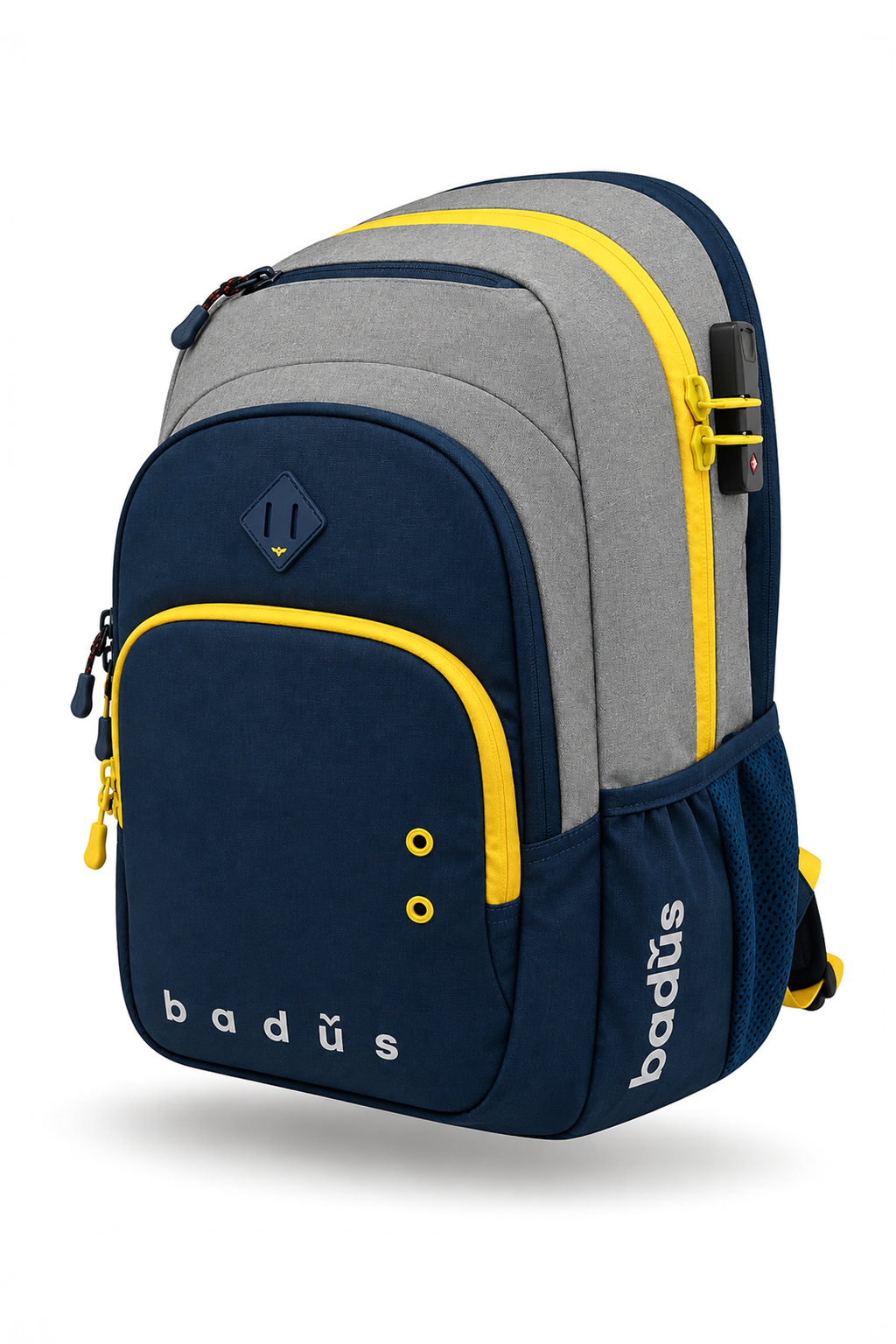 Mochila Porta Laptop Venice 33L – Gris Azul Amarillo | Badus Perú