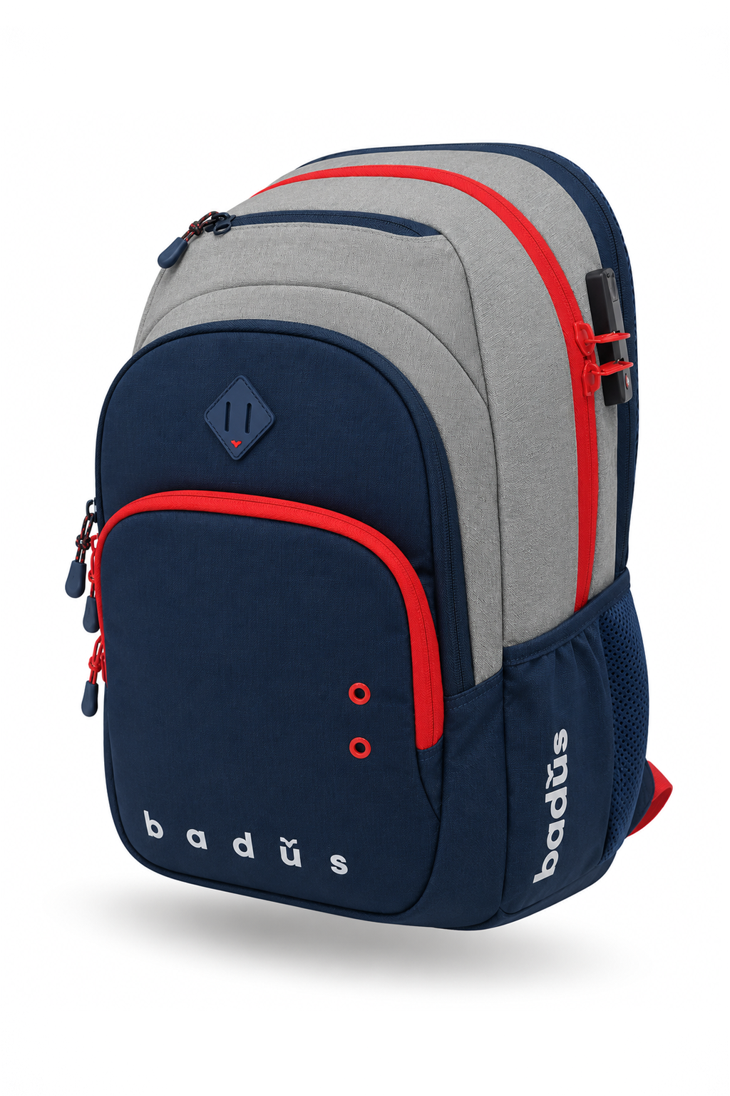 Mochila Porta Laptop Venice 33L – Gris Azul Rojo | Badus Perú